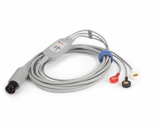 [2-004-00135] CABLE ECG, 3 HILOS, DEFIB, AHA/IEC, 3.4M, REUSABLE, SERIE X